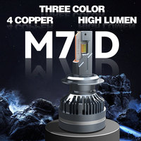 Ampoule de phare LED pour voiture 80W 8000LM, 3 couleurs, M7D, ampoule de phare LED à changement de couleur automatique