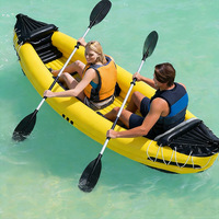 Canoë gonflable jaune personnalisé avec logo, pour adultes, aventure en plein air, kayak, bateau écologique en PVC épaissi, 3,1-4m, 200L, 2 personnes, plage