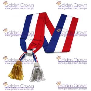 ผ้าพันคอผู้ว่าการเมืองแบบสามสีฝรั่งเศส พร้อมพู่ห้อยเส้นทองและเงิน - น้ำหนักเบา ทนทาน ระบายอากาศได้ดี เหมาะสำหรับใช้งานกลางแจ้งในฤดูใบไม้ผลิ - Product Image 5