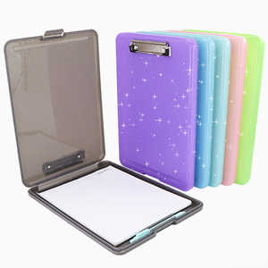 แฟ้มคลิปบอร์ดพลาสติกแบบกำหนดเอง YUZMEI สำหรับใส่เอกสารขนาด <span class=keywords><strong>A4</strong></span> พร้อมกล่องเก็บของแบบ <span class=keywords><strong>PP</strong></span>  แฟ้มคลิปบอร์ดแบบมีกลิตเตอร์  คลิปบอร์ดสำหรับพยาบาลพร้อมช่องเก็บของ - Product Image 2
