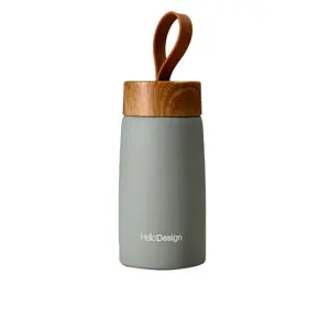 New Wood Lid 260ml Double Wall Stainless Steel Vaccum Thermal Stainless Steel Water Bottle Portable Student Water Bottle