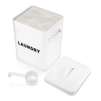 BX Home Détergent à lessive Boîte en poudre Distributeur de savon à lessive en métal Organisation de la buanderie Stockage avec cuillère et couvercle