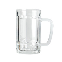 Duurzame, verdikte, gehard glazen bierpul, heldere, stevige drankenbeker, klassieke grote glazen bierpul met handvat