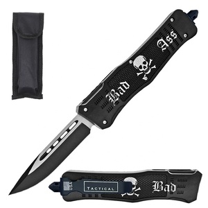 Cuchillo Táctico EDC de 9 Pulgadas con Doble Acción y Deslizador de Pulgar, Acero Inoxidable, Mango de Aleación de Zinc con Diseño de Calavera, Venta al por Mayor para Pedidos Pequeños OEM - Product Image 4