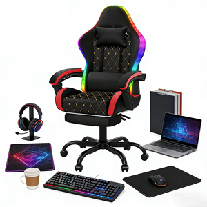Silla Gamer USB con Iluminación LED RGB, Sillas para Videojuegos para tu Configuración de Juego, Silla Gamer con Reposapiés Telescópico, Silla de Juego - Product Image 1