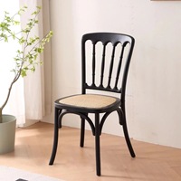 Chaise de salle à manger en rotin Napoléon, style vintage rétro campagnard, structure en bois massif, design personnalisé, chaise rembourrée