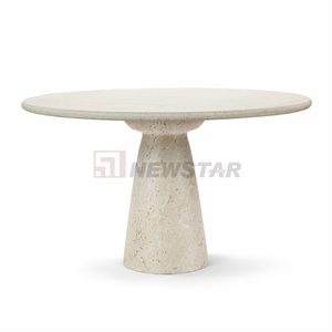 Newstar ánh sáng sang trọng đơn giản vòng bàn ăn đá cẩm thạch tự nhiên màu be travertine Bàn Ăn Hiện Đại bàn ăn - Product Image 2