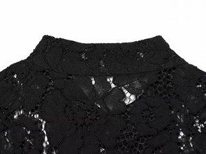 Blusa <span class=keywords><strong>de</strong></span> Encaje Sexy Personalizada <span class=keywords><strong>para</strong></span> Mujer, Blusa Ajustada con Cuello Mandarín <span class=keywords><strong>de</strong></span> Crochet, OEM/ODM por Fábrica <span class=keywords><strong>de</strong></span> Ropa China, Camisas Vintage - Product Image 4