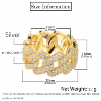 Bague personnalisée en argent 925 avec moissanite, plaquée or 14K et 18K, bague cubaine de haute qualité, bague de couple