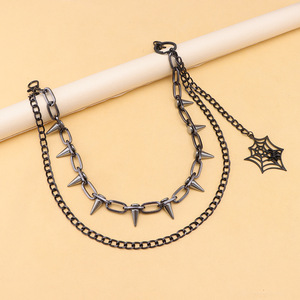 Trendy Studded Pants <b>Chain</b> Double Layer Metal With Spider Web Pendant Unisex <b>Waist</b> <b>Chain</b> For Party Hip Hop Style - Product Image 4
