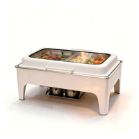 Lefeng Luxe 2025 – Ensemble de plats de service professionnels 9L en acier inoxydable doré avec compartiments intérieurs, pour traiteur, buffet de mariage, chauffe-plats vapeur