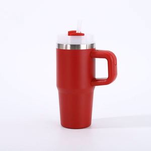 14oz Tumbler Car Handle Travel <b>Mug</b> Double Wall Insulated Stainless Steel Lid Straw Anti-Slip Base - Product Image 5