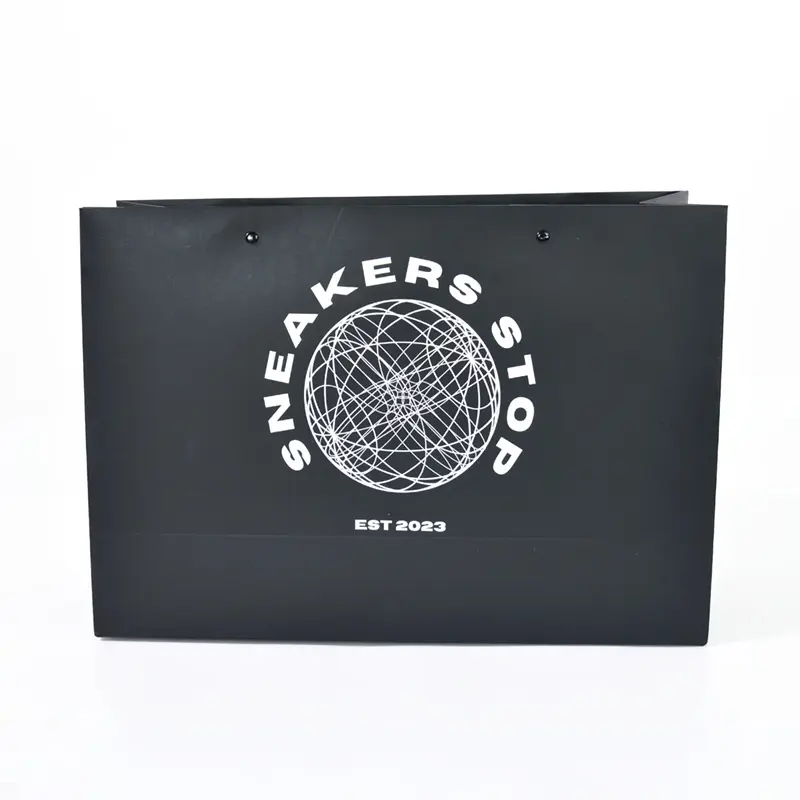 Wholesale Custom Printed Brand Logo Design Promotion Luxury Clothing Retail Gift Carry Shopping Black Paper Bags with Handles