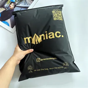 Custom nero marsupio vestiti borse a chiusura lampo Logo di marca smerigliato/nero opaco con Zip sacchetti di plastica CPE borsa con cerniera