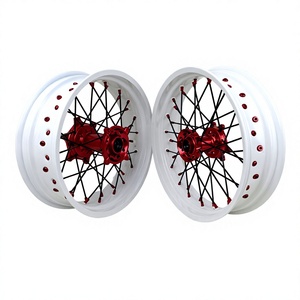 Juego de Ruedas <span class=keywords><strong>Supermoto</strong></span> de 17 Pulgadas para CRF250R CRF450R, Buje Blanco CNC 17x3.5 5.0, DOT ISO/TS16949, Piezas de Alto Rendimiento para Motard - Product Image 2