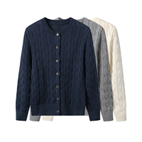 Hersteller-OEM Weiche Baumwolle Kaschmir Acryl Strickoberteil Klassische Zopfmuster-Strickjacke Modische Lässige Slim-Fit Damenpullover