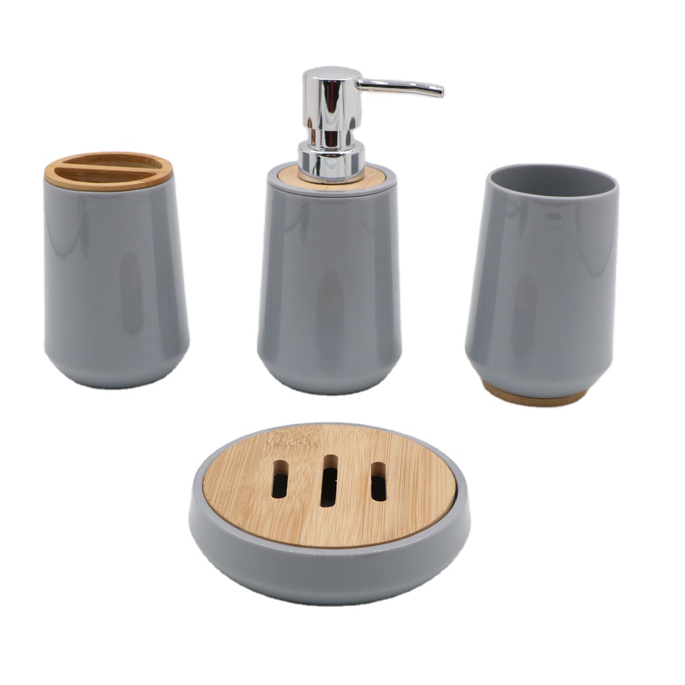 4 шт., набор аксессуаров для ванной комнаты из бамбука