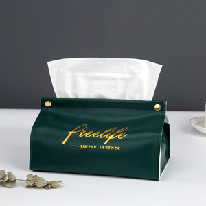 Freelife Leather Tissue Box Green Gold Logo Car Home Desk Storage Box Nordic Style - Product Image 1