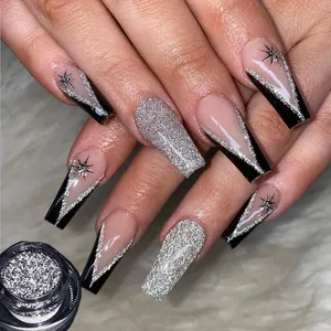 1 Caja de Polvo Brillante para Uñas con Diamantes Reflectantes, Microperlas Holográficas Plateadas, Gel de Cristal Deslumbrante, Pigmento para Manicura - Product Image 6
