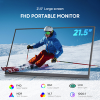 Moniteur de jeu portable grand format 21,5 pouces Full HD 75 Hz 75 % avec support réglable à 180° compatible VESA pour ordinateur de bureau, ordinateur portable, Mac, voyage