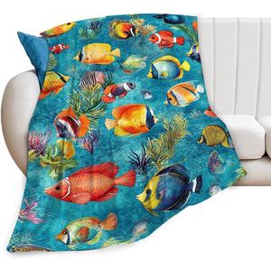 Marine Life Flannel <b>Blanket</b> Throw <b>Blanket</b> Nap <b>Blanket</b> Reversible Cozy Warm for Winter Warmth Custom Print Wholesale - Product Image 4