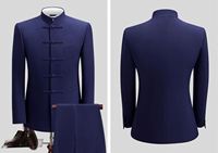 Costume de style chinois à col montant pour homme, ensemble deux pièces, costume Tang, robe de mariage