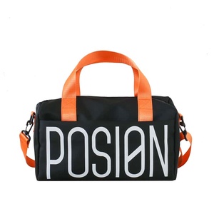 Posion Unisex Duffel <b>Bag</b> 36-55L Zipper Closure Sport Gym Travel <b>Bag</b> Black Orange Handles <b>Large</b> Capacity Lightweight - Product Image 1