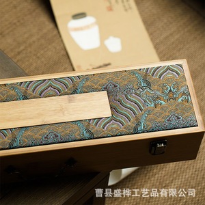 Caja de Bambú Estilo Chino para Caligrafía y Pintura, Caja de Regalo Rectangular Portátil con Tapa Abatible, Caja de Embalaje para Artesanías - Product Image 4