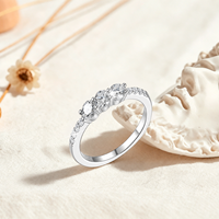 OHALAN Bijoux fins en gros Nouvelle bague minimaliste quotidienne polyvalente pour femme en argent S925 avec 3 diamants de laboratoire couleur D à 4 griffes