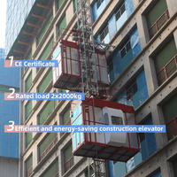 Elevador de Construcción Eléctrico de Doble Jaula Serie SC200/200, Capacidad de Carga de 2 Toneladas, Alta Calidad, Precio de Fábrica