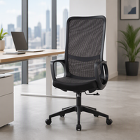 Chaise de bureau exécutive ergonomique moderne à dossier haut en maille avec support lombaire réglable, siège de travail pivotant pour bureau à domicile