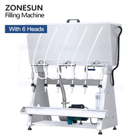 ZONESUN ZS-RWGFP4 Machine de remplissage semi-automatique à siphon 4 têtes de table pour bouteilles, à débordement par gravité, avec pompe d'alimentation