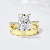 Ensemble de bagues en argent sterling 925 avec zircone, plaqué or, alliance de mariage et de fiançailles pour femmes, style géométrique européen et américain