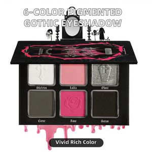 Palette de fards à paupières Halloween hautement pigmentée et waterproof, 6 couleurs, maquillage gothique, poudre pressée, estompable, végane, mat et scintillant - Product Image 2