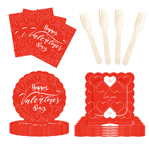 Juego de Vajilla DAMAI para el Día de San Valentín, Platos de Papel para el Día de San Valentín, Platos y Servilletas para Fiestas Románticas para 8 Personas - Product Image 5