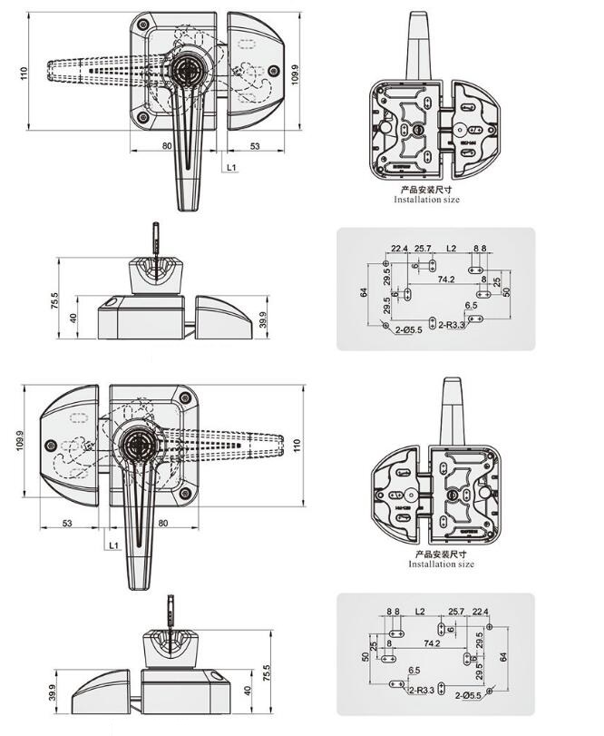 FS7153 sk1-701-x Test Chamber Medicine Medicine Cabinet Compression Handle latch with cylinders door handle lock
