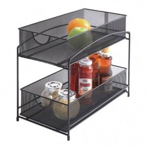 Meilleures ventes, prix les plus bas : Organiseur sous l'évier à 2 niveaux avec paniers et tiroirs coulissants en maille - Product Image 1