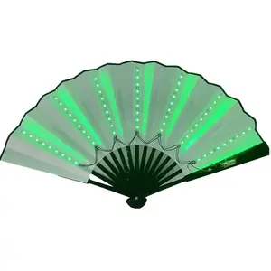 2023 Neues Design LED Hand ventilator Falten Leuchten Bambus dekorative Papier fächer für Party