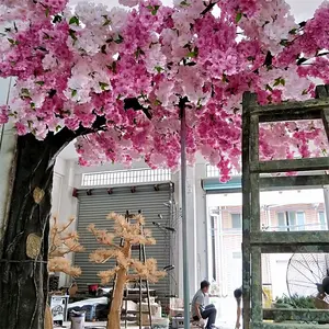 Grande alta qualità decorativa rosa Fbereglass Sakura arco in seta artificiale fiori di ciliegio albero alberi di nozze