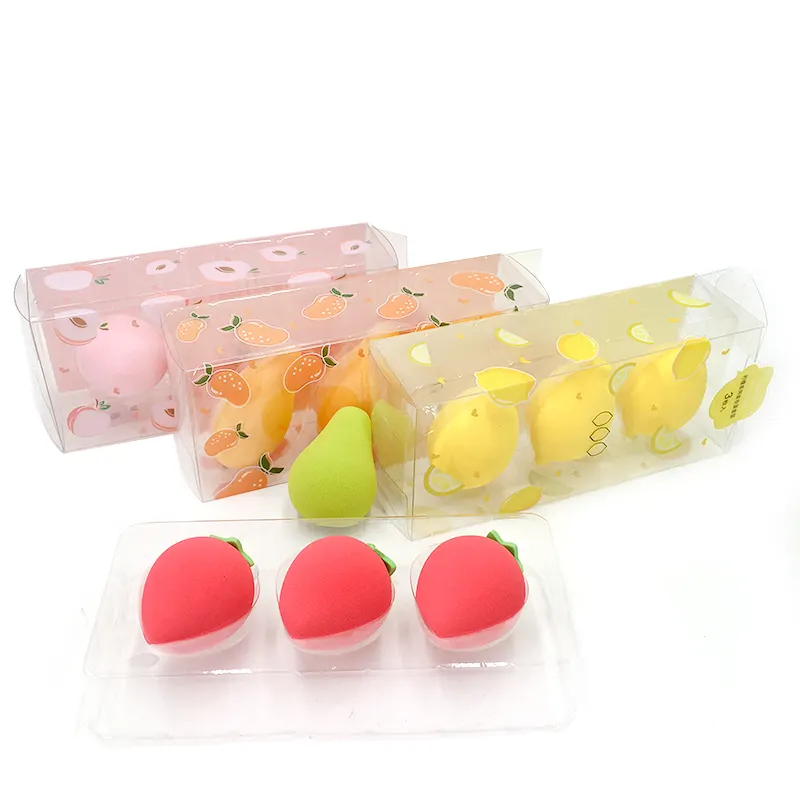 Frucht schwamm Puffs essen kein Pulver Obst Make-up Ei Set die neuesten Verpackungs kosmetik