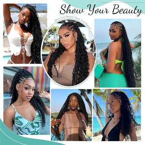 <span class=keywords><strong>Capelli</strong></span> Umani per Intrecciare, Trecce Boho 110g 20 Pollici Ricci Senza Nodi 12A Onda Profonda, 3 Fasci/Confezione Colore Naturale - Product Image 6