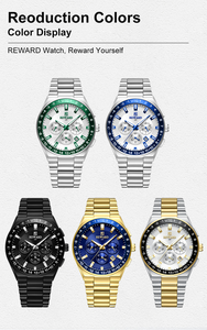 Nuevo Reloj de Pulsera Cronógrafo para Hombre REWARD RD813150M, Diseño Elegante para Negocios, 44 mm, Movimiento de Cuarzo, Correa de Acero Inoxidable Sólido, Alta Calidad - Product Image 6