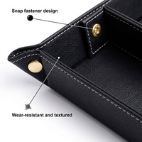 Plateau de rangement pliable en cuir PU gravé au laser pour bijoux et clés, plateau de rangement divisé en cuir PU vierge gravé au laser pour bureau