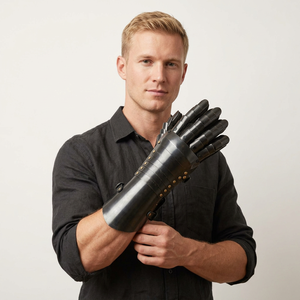 Gants de chevalier médiévaux en acier personnalisés, plaqués nickel noir, style antique, technique de moulage d'armure pour les bras - Product Image 1