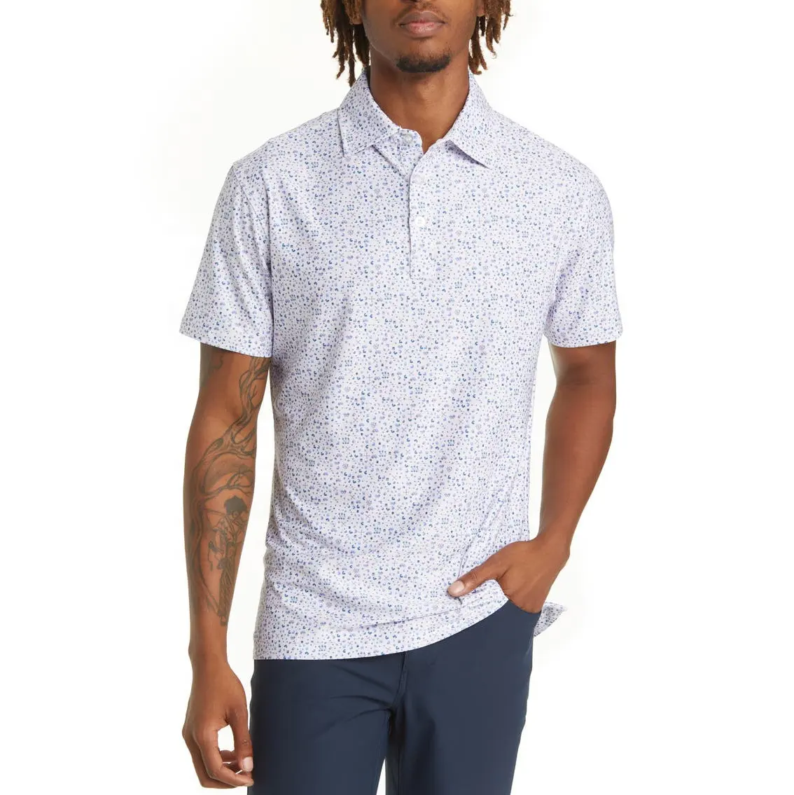 Benutzer definiertes Logo hochwertige Stretch elastische Design Compound voll über Druck Kurzarm Männer Golf Polo-Shirts