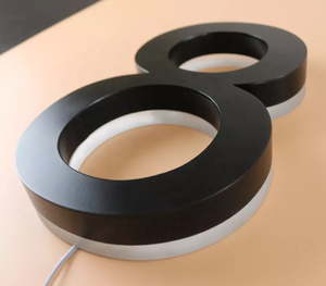 Gran oferta, letrero con logotipo 3D <span class=keywords><strong>de</strong></span> acero inoxidable personalizado, letreros electrónicos ecológicos montados en la pared para exteriores iluminados con LED - Product Image 3