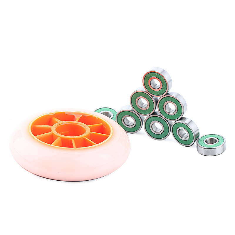 Customized logo ABEC3 P6 grade Aluminum box packaging 8pcs 8*22*7mm size 608zz 608-2rs Skateboard Ball Bearing