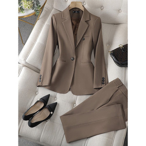 Women's Light Blue Two-Piece Suit Set Full Sleeve Formal Workwear Autumn Commute Interview Solid Color Ly8512 - Product Image 4