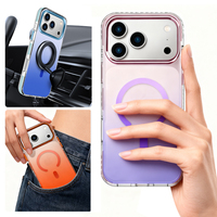 Étui de téléphone magnétique de luxe à dégradé avec bouton métallique et protection transparente de l'appareil photo pour iPhone 17 Pro Max, support personnalisé