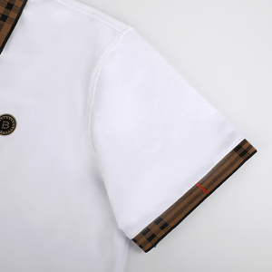 <strong>White</strong> <strong>Polo</strong> Men's <strong>Top</strong>, Short Sleeve, Minimalist Style, Striped Trim, Factory Production, Customizable - Product Image 4